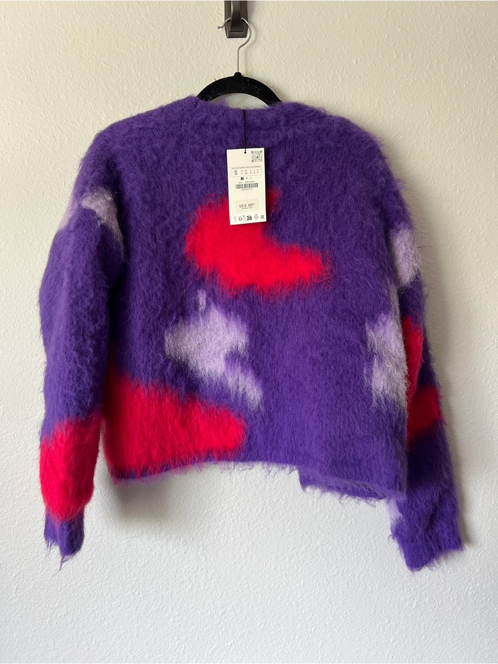 Zara Purple Pink Brushed Cozy Finish Alpaca Wool Knit Sweater Cardigan Jacket - Picture 6 of 6